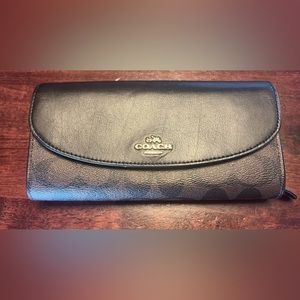 Coach F54022 Slim Envelope Wallet Signature Brown Black